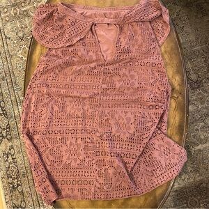 Free People Beach Strapless Lace Coverup in Mauve